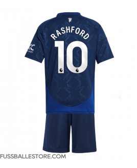 Günstige Manchester United Marcus Rashford #10 Auswärts Trikotsatzt Kinder 2024-25 Kurzarm (+ Kurze Hosen)